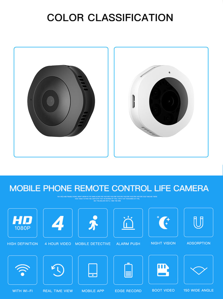 SH6,Mini Camera,Small Portable Security Camera, Wireless WiFi ,Nanny Camera with Phone App